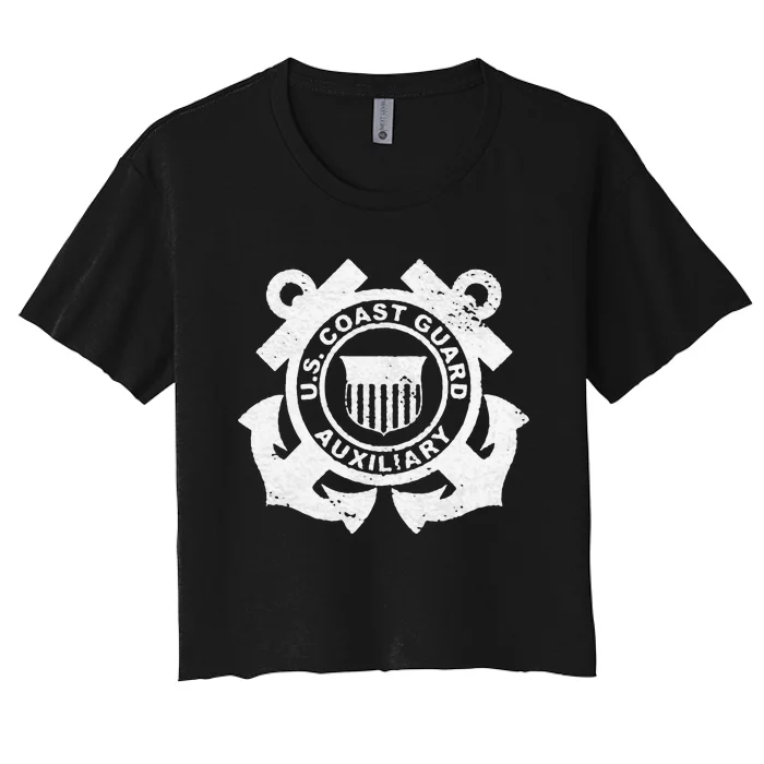 UNITED STATES COAST GUARD AUXILIARY USCG USCGA FLAG Women's Crop Top Tee