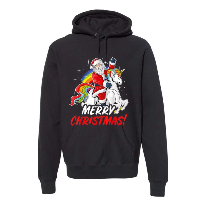 Unicorn Santa Claus Christmas Holiday Premium Hoodie