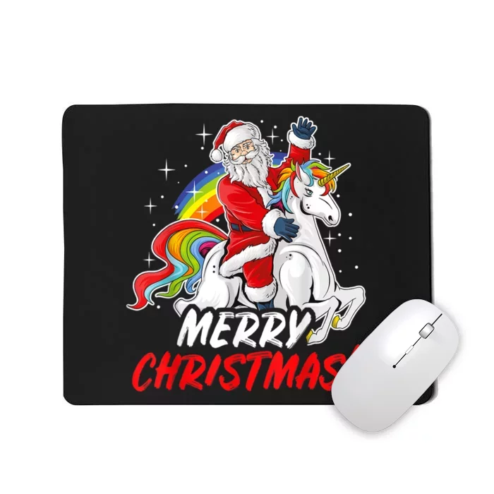 Unicorn Santa Claus Christmas Holiday Mousepad