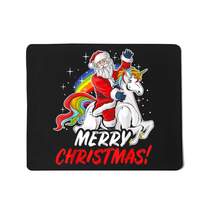 Unicorn Santa Claus Christmas Holiday Mousepad