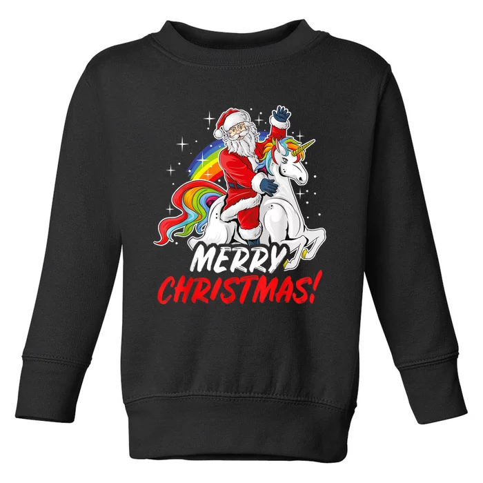 Unicorn Santa Claus Christmas Holiday Toddler Sweatshirt