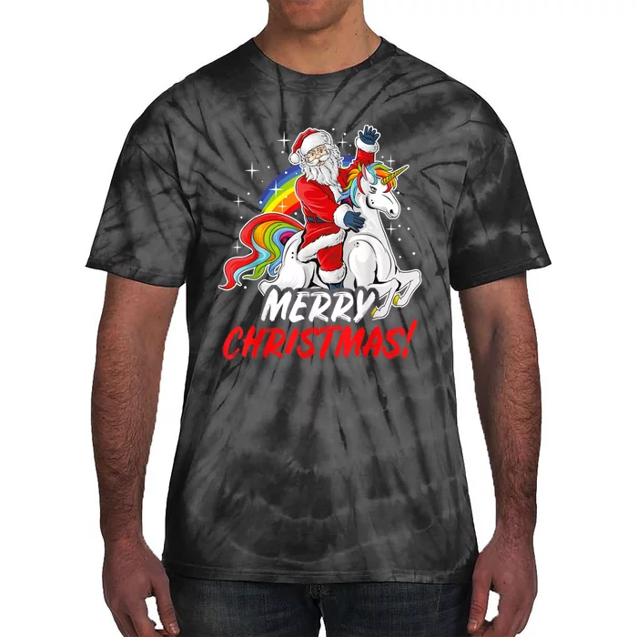 Unicorn Santa Claus Christmas Holiday Tie-Dye T-Shirt