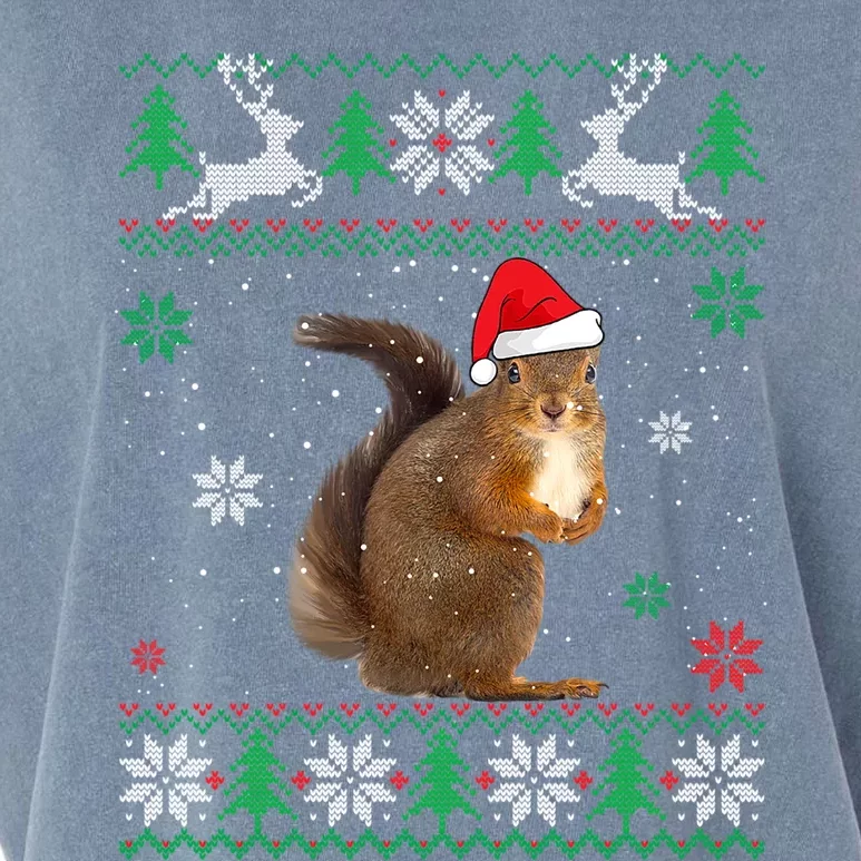 Ugly Sweater Christmas Squirrel Lover Santa Hat Animals Cute Gift Garment-Dyed Women's Muscle Tee