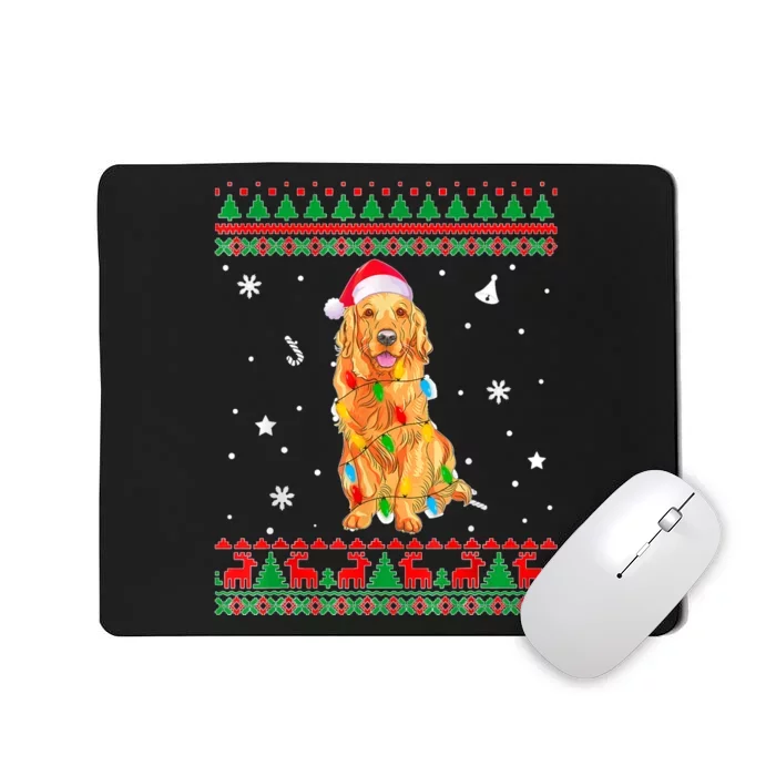 Ugly Sweater Christmas Lights Golden Retriever Dog Lover Mousepad