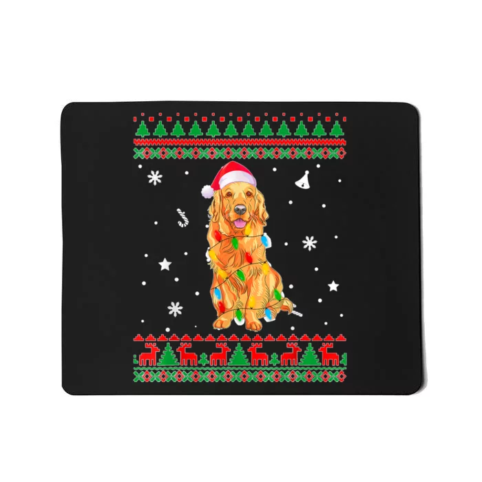 Ugly Sweater Christmas Lights Golden Retriever Dog Lover Mousepad