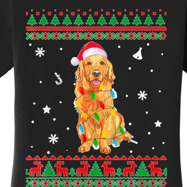 Ugly Sweater Christmas Lights Golden Retriever Dog Lover Women's T-Shirt