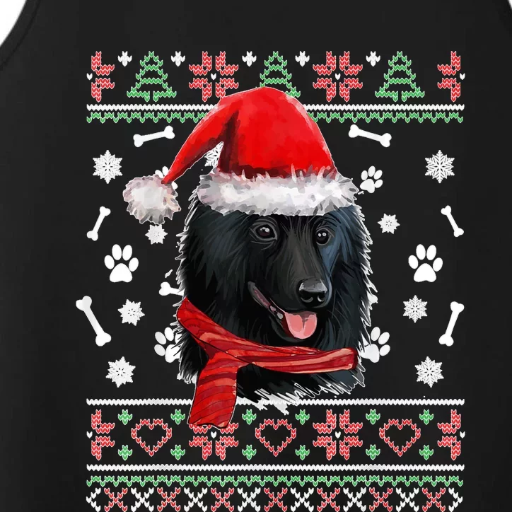 Ugly Sweater Christmas Schipperke Dog Santa Hat Pajama Xmas Performance Tank