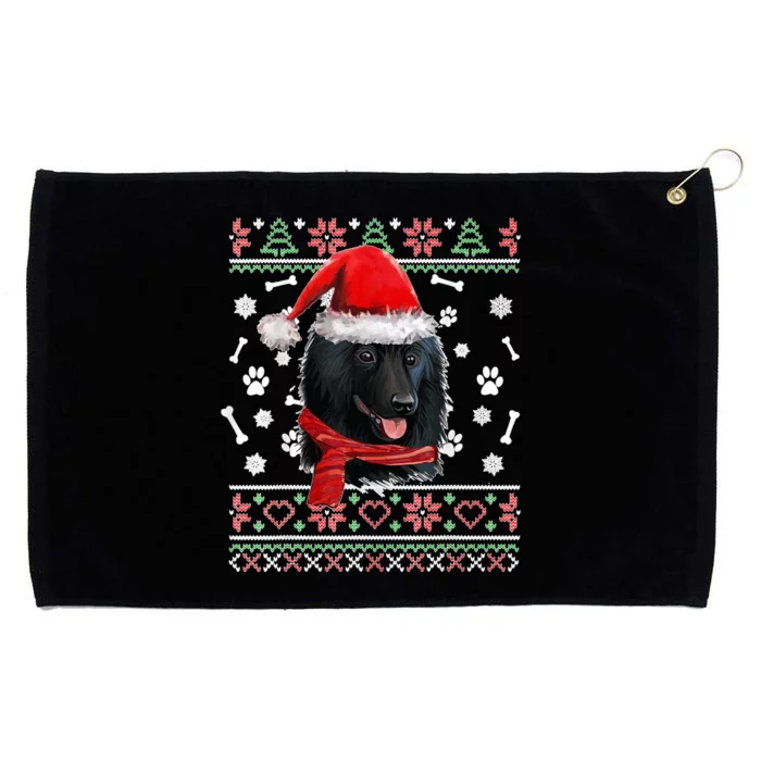 Ugly Sweater Christmas Schipperke Dog Santa Hat Pajama Xmas Grommeted Golf Towel