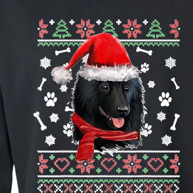 Ugly Sweater Christmas Schipperke Dog Santa Hat Pajama Xmas Cropped Pullover Crew