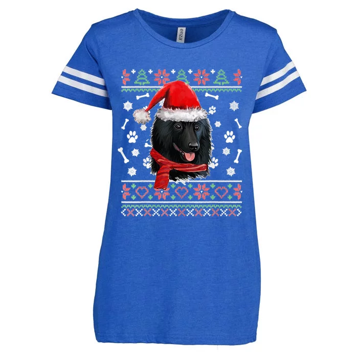 Ugly Sweater Christmas Schipperke Dog Santa Hat Pajama Xmas Enza Ladies Jersey Football T-Shirt