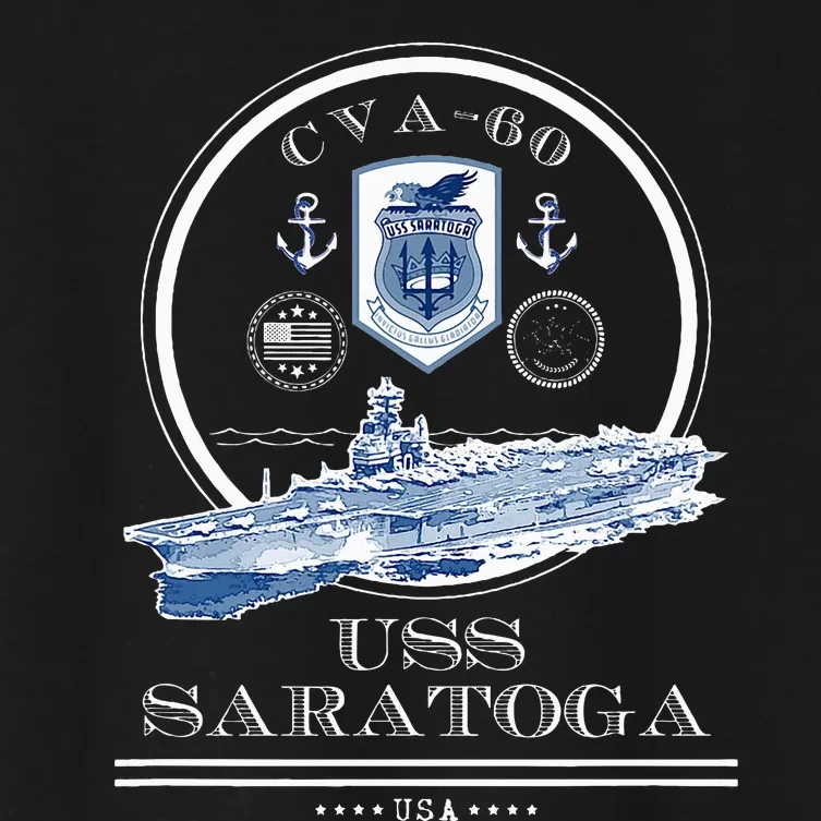 USS Saratoga CVA60 Naval Ship Military Aircraft Carrier Women's Crop Top Tee