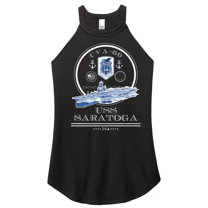 USS Saratoga CVA60 Naval Ship Military Aircraft Carrier Women’s Perfect Tri Rocker Tank