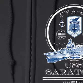 USS Saratoga CVA60 Naval Ship Military Aircraft Carrier Full Zip Hoodie