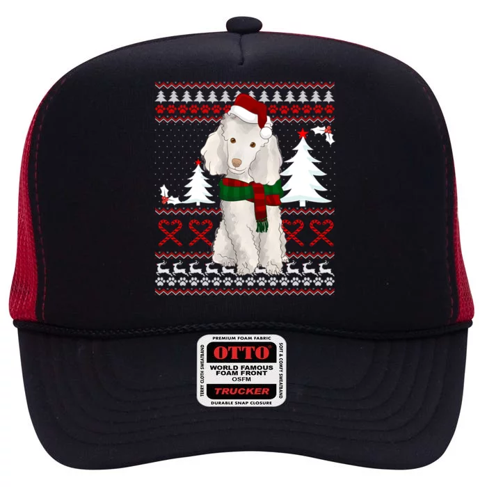 Ugly Sweater Christmas Poodle Christmas Cute Gift High Crown Mesh Trucker Hat