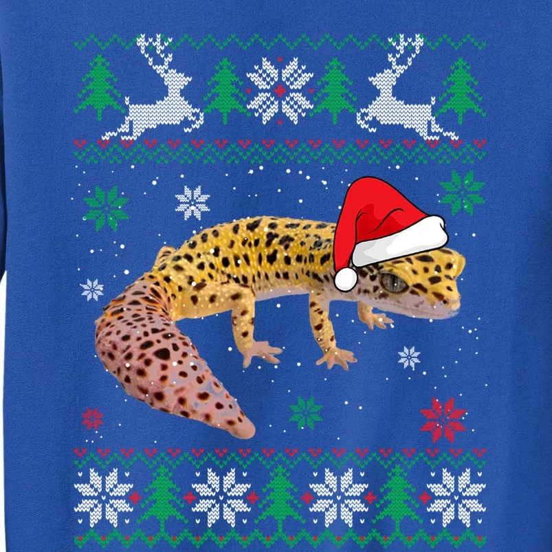 Ugly Sweater Christmas Leopard Gecko Lover Santa Hat Animals Gift Tall Sweatshirt