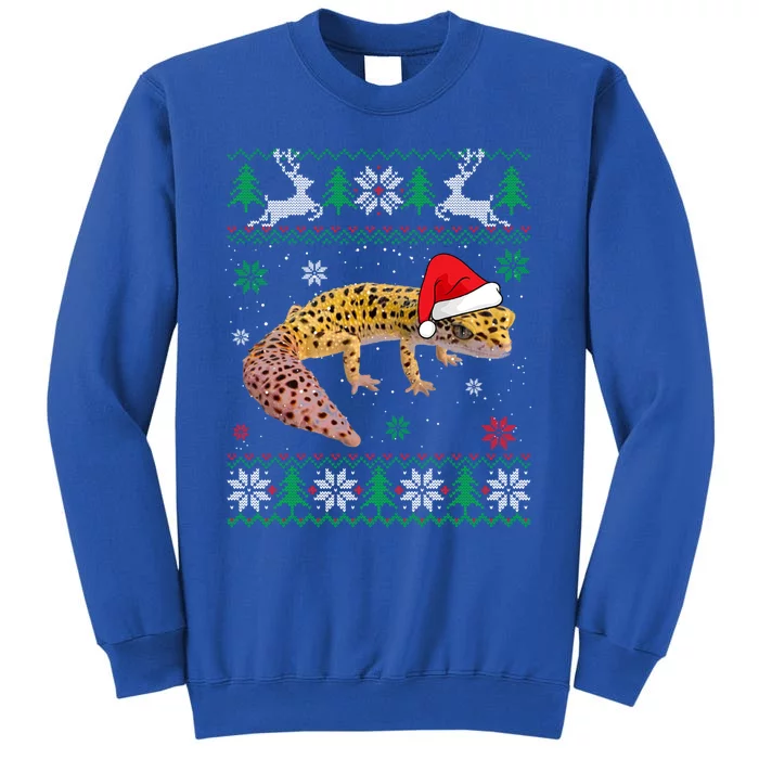 Ugly Sweater Christmas Leopard Gecko Lover Santa Hat Animals Gift Tall Sweatshirt