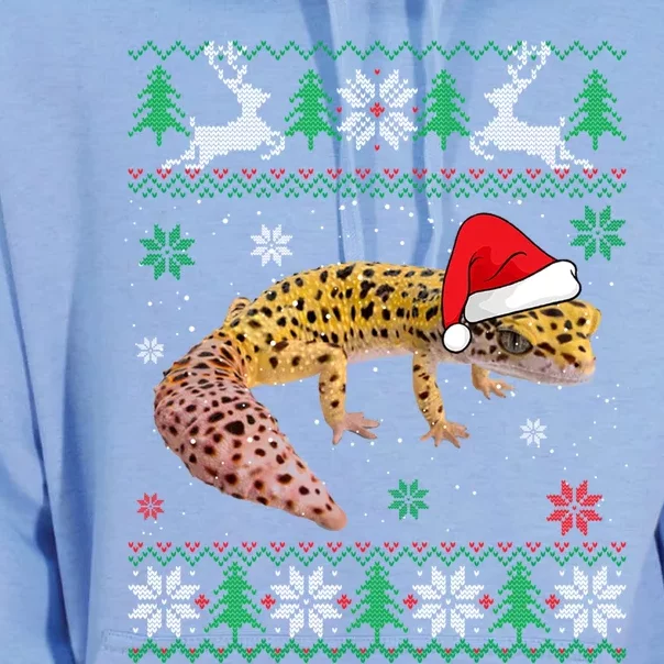 Ugly Sweater Christmas Leopard Gecko Lover Santa Hat Animals Gift Unisex Surf Hoodie