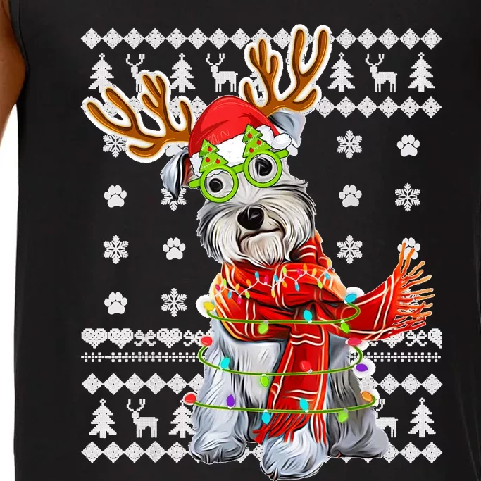 Ugly Sweater Christmas Lights Schnauzer Dog Puppy Lover Comfort Colors® Tank Top