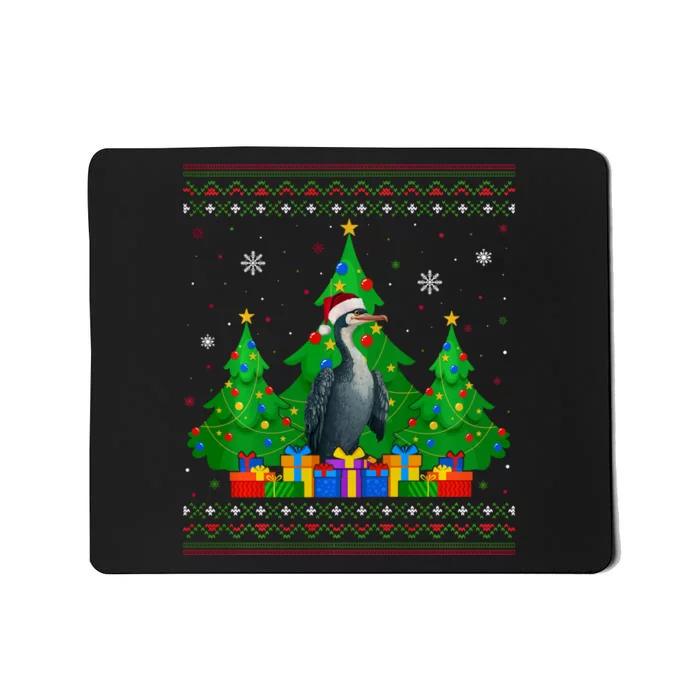 Ugly Sweater Christmas Tree Santa Hat Cormorant Xmas Mousepad