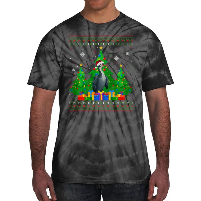 Ugly Sweater Christmas Tree Santa Hat Cormorant Xmas Tie-Dye T-Shirt