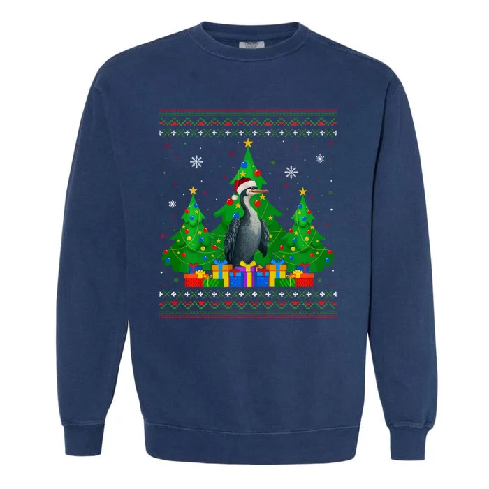 Ugly Sweater Christmas Tree Santa Hat Cormorant Xmas Garment-Dyed Sweatshirt