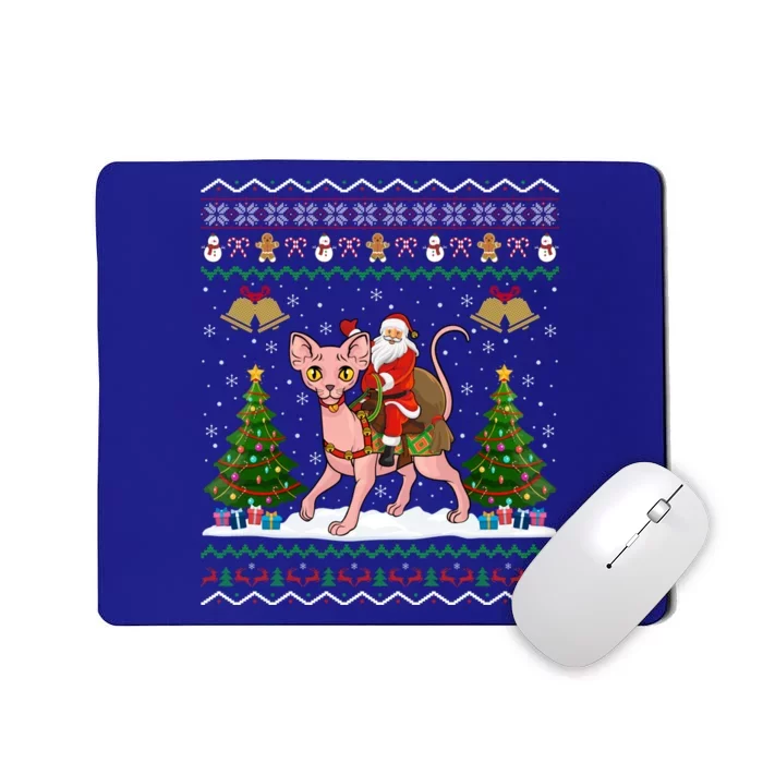 Ugly Sphynx Cat Xmas Gift Santa Riding Sphynx Cat Christmas Gift Mousepad