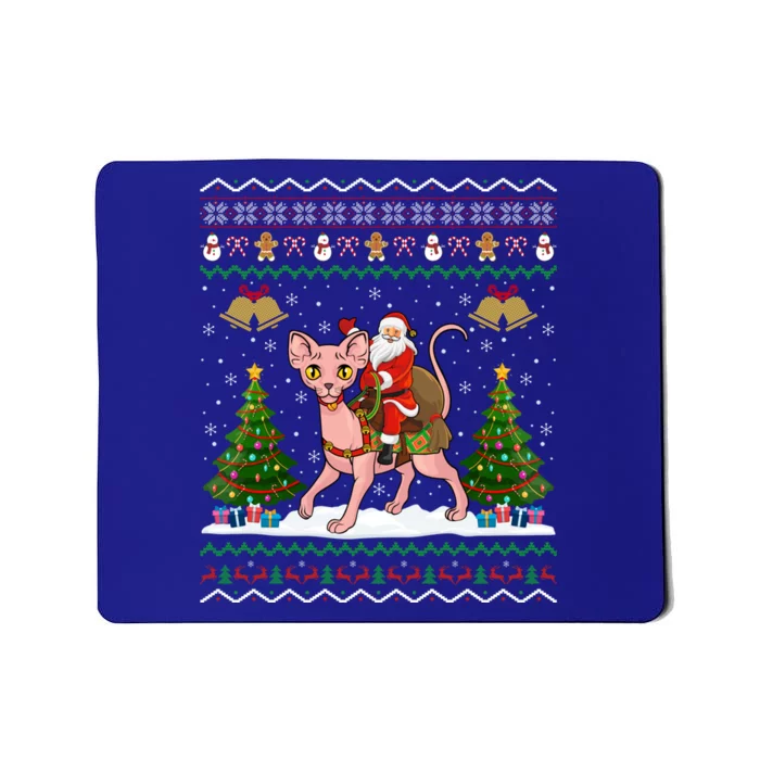 Ugly Sphynx Cat Xmas Gift Santa Riding Sphynx Cat Christmas Gift Mousepad