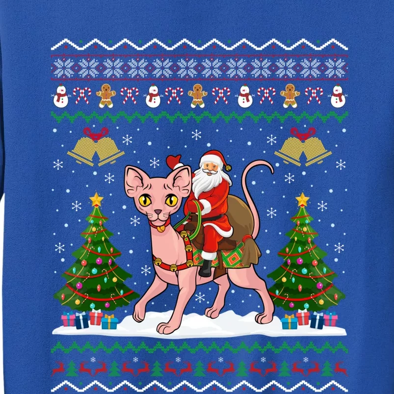 Ugly Sphynx Cat Xmas Gift Santa Riding Sphynx Cat Christmas Gift Tall Sweatshirt