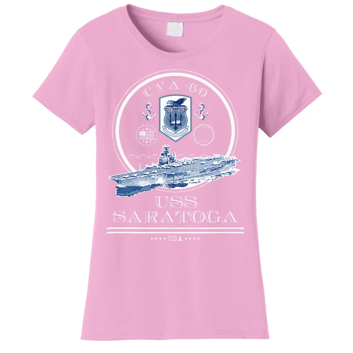 USS Saratoga CVA60 Naval Ship Military Aircraft Carrier Women's T-Shirt