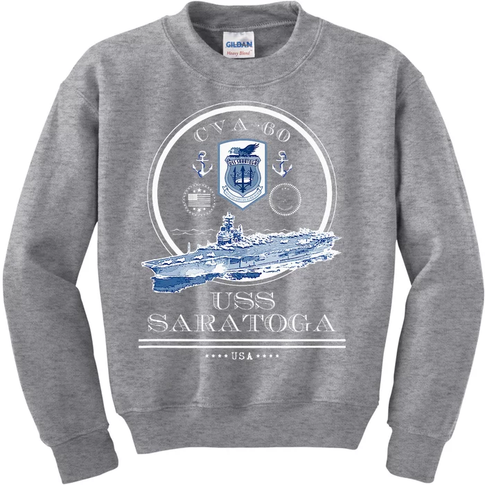 USS Saratoga CVA60 Naval Ship Military Aircraft Carrier Kids Sweatshirt