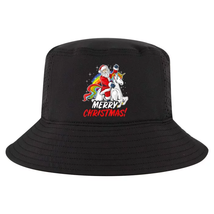 Unicorn Santa Claus Christmas Holiday Cool Comfort Performance Bucket Hat