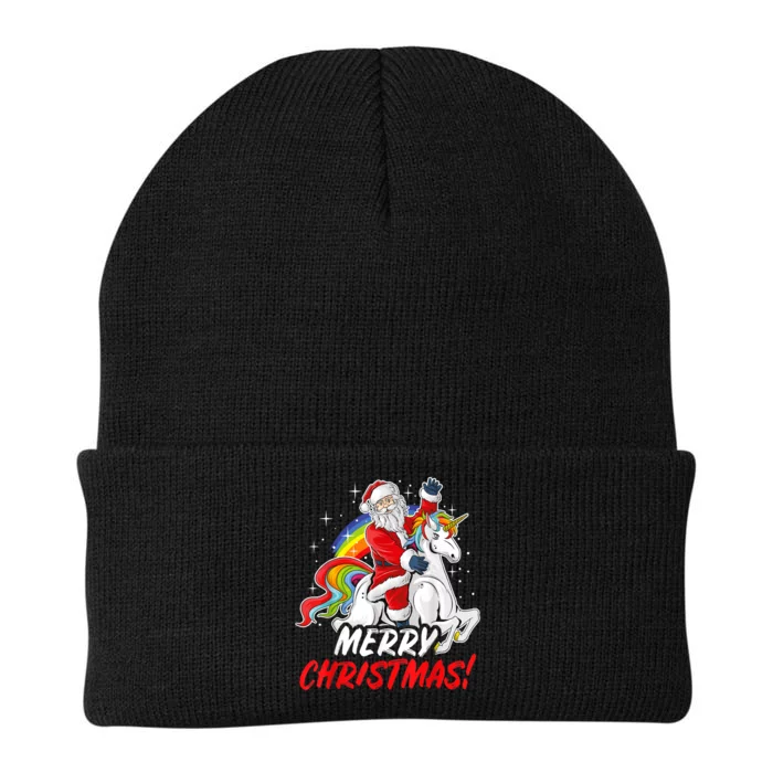 Unicorn Santa Claus Christmas Holiday Knit Cap Winter Beanie