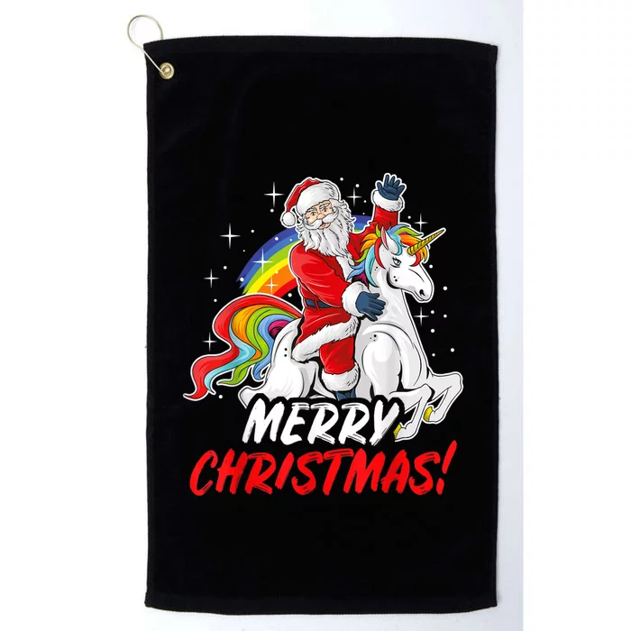 Unicorn Santa Claus Christmas Holiday Platinum Collection Golf Towel