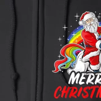 Unicorn Santa Claus Christmas Holiday Full Zip Hoodie