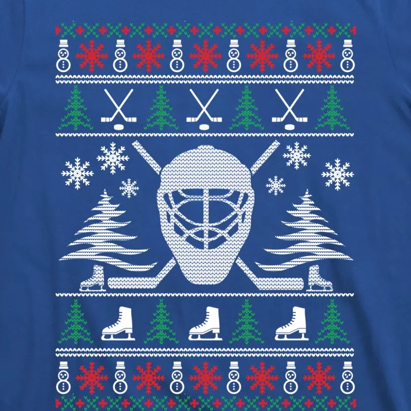 Ugly Sweater Christmas Helmet Ice Hockey For Hockey Lovers Great Gift T-Shirt