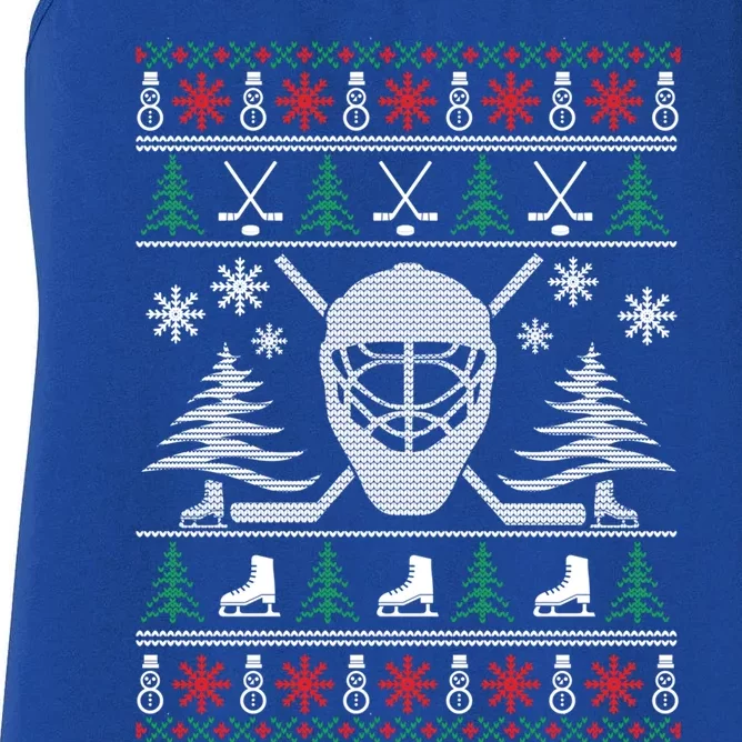 Ugly Sweater Christmas Helmet Ice Hockey For Hockey Lovers Great Gift Women's Racerback Tank