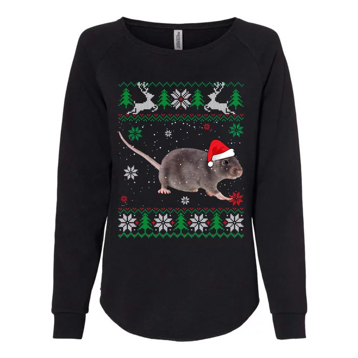 Ugly Sweater Christmas Rat Lover Santa Hat Animals Cool Gift Womens California Wash Sweatshirt