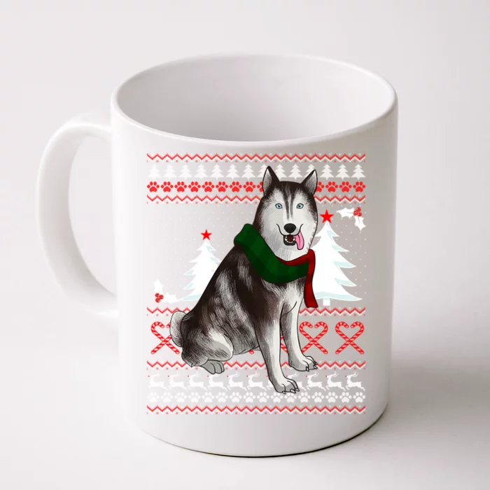 Ugly Sweater Christmas Siberian Husky Christmas Meaningful Gift Front & Back Coffee Mug