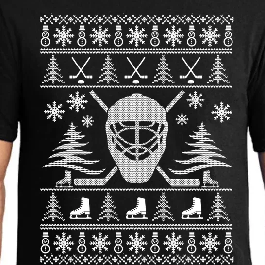 Ugly Sweater Christmas Helmet Ice Hockey For Hockey Lovers Gift Pajama Set