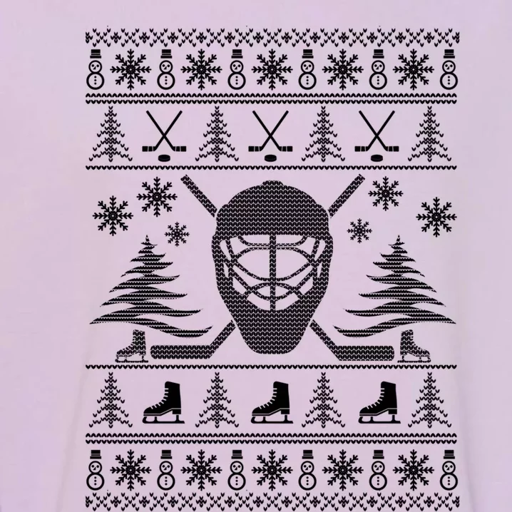 Ugly Sweater Christmas Helmet Ice Hockey For Hockey Lovers Gift Garment-Dyed Sweatshirt