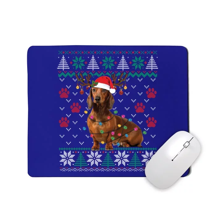 Ugly Sweater Christmas Dachshund Dog Santa Reindeer Gift Mousepad