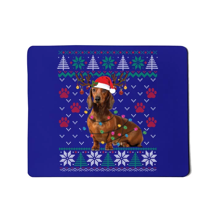 Ugly Sweater Christmas Dachshund Dog Santa Reindeer Gift Mousepad