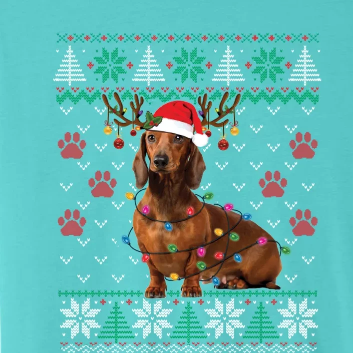 Ugly Sweater Christmas Dachshund Dog Santa Reindeer Gift ChromaSoft Performance T-Shirt