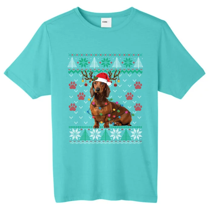 Ugly Sweater Christmas Dachshund Dog Santa Reindeer Gift ChromaSoft Performance T-Shirt