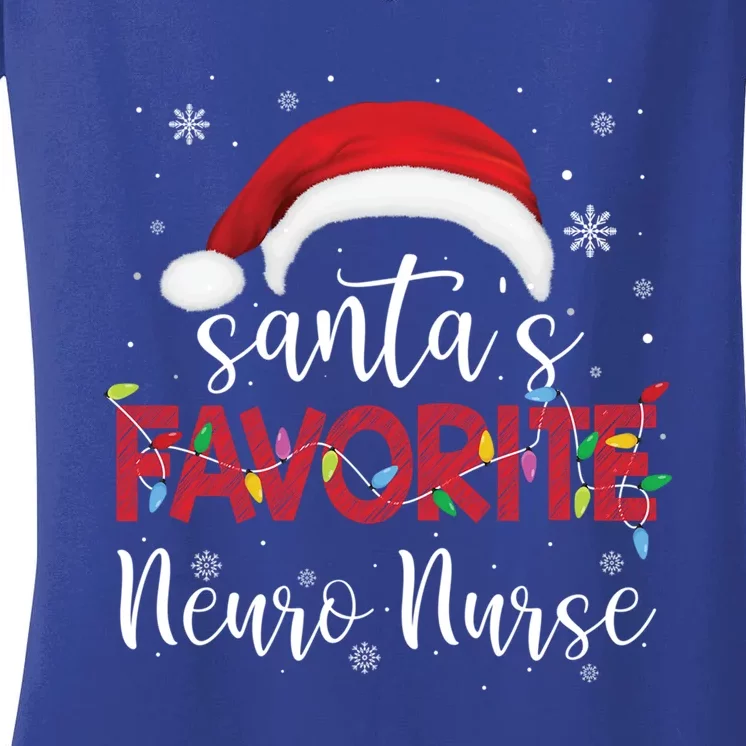 Ugly Sweater Christmas Santas Favorite Neuro Nurse Xmas Gift Women's V-Neck T-Shirt