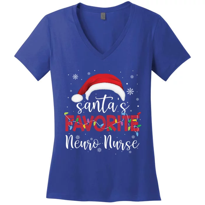 Ugly Sweater Christmas Santas Favorite Neuro Nurse Xmas Gift Women's V-Neck T-Shirt