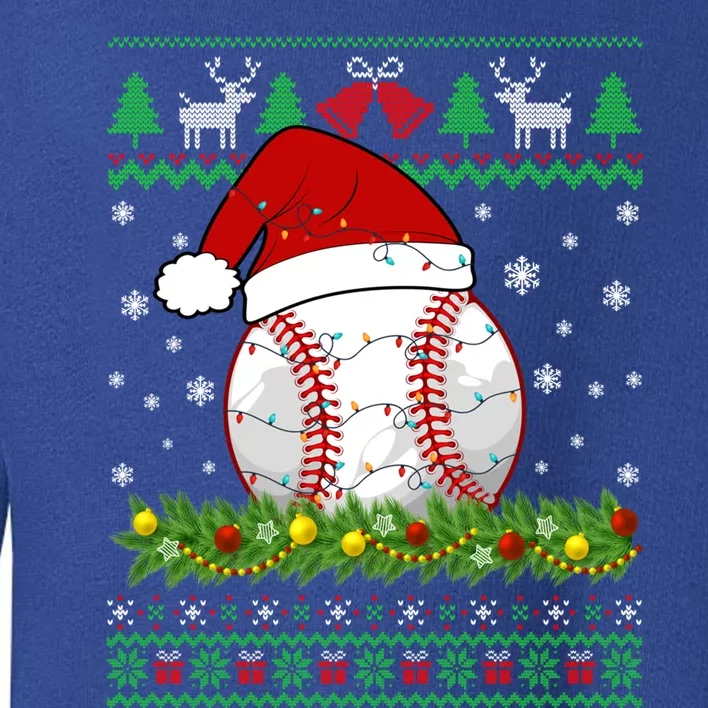 Ugly Sweater Christmas Lights Baseball Player Sport Xmas Gift Toddler Sweatshirt