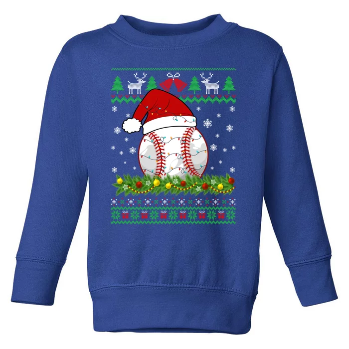 Ugly Sweater Christmas Lights Baseball Player Sport Xmas Gift Toddler Sweatshirt