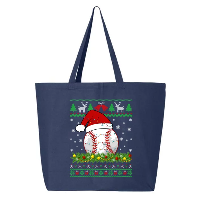 Ugly Sweater Christmas Lights Baseball Player Sport Xmas Gift 25L Jumbo Tote