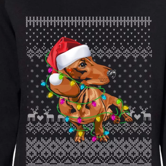 Ugly Sweater Christmas Lights Dachshund Dog Puppy Lover Gift Womens California Wash Sweatshirt